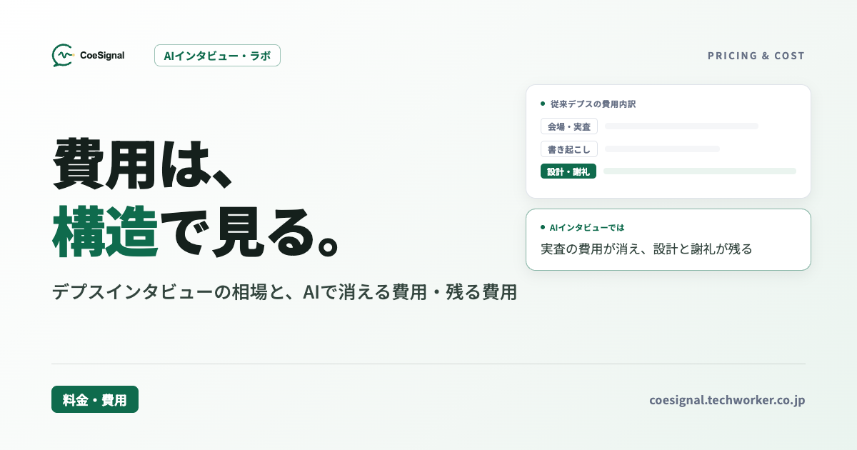 AIインタビューの料金・費用相場｜従来のデプスインタビューと何が変わるか